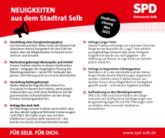 Neuigkeiten aus dem Stadtrat Selb - Mai 2025