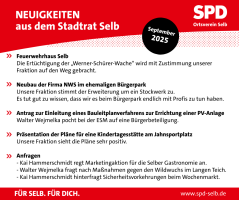 Neuigkeiten aus dem Stadtrat Selb - September 2025