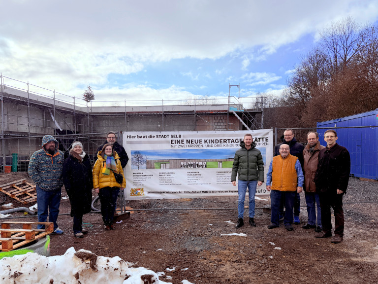 Besuch der Baustelle des AWO-Kindergartens in Selb